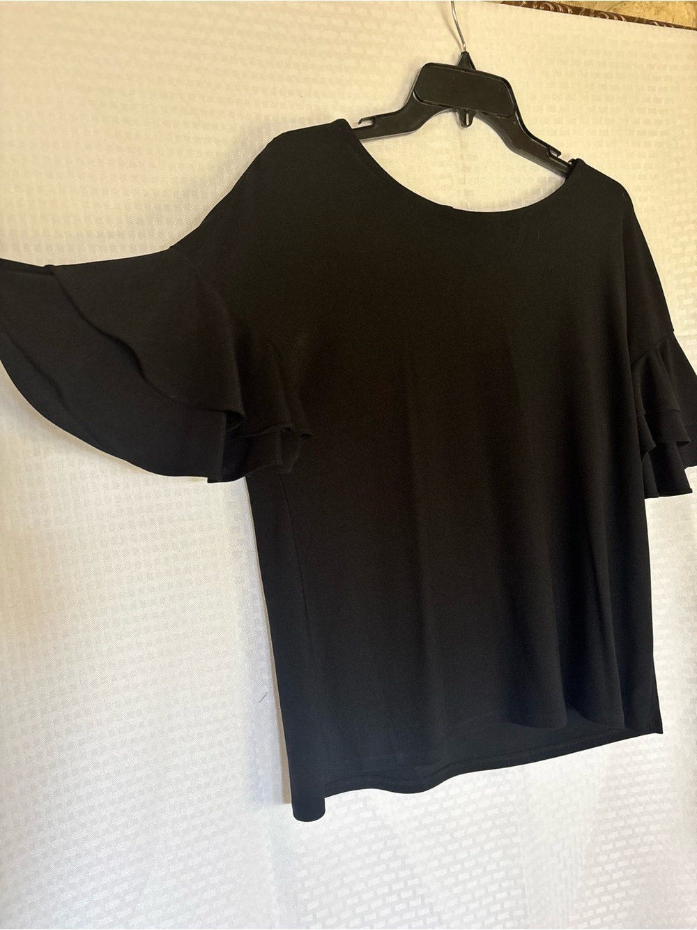 INC International Concepts Black Ruffle Sleeve Blouse